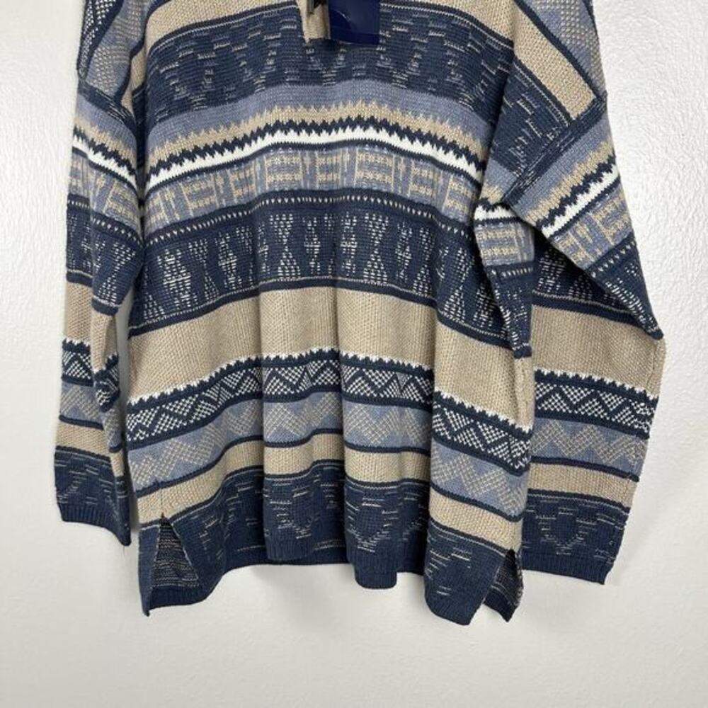 NWT Chaps Women’s Southwestern Knit Tie Up Front Sweater Size L Boho Chic - Picture 3 of 10